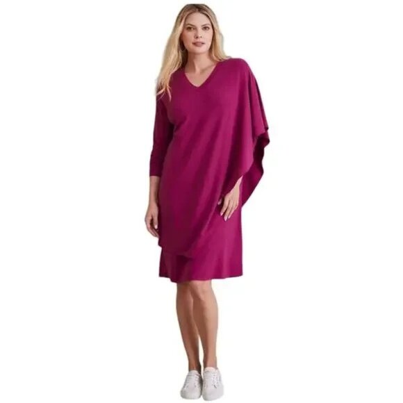 NWT Soft Surroundings Marla Layered Dress in Dark Fuchsia Sz MED $110 Lagenlook - Picture 1 of 11